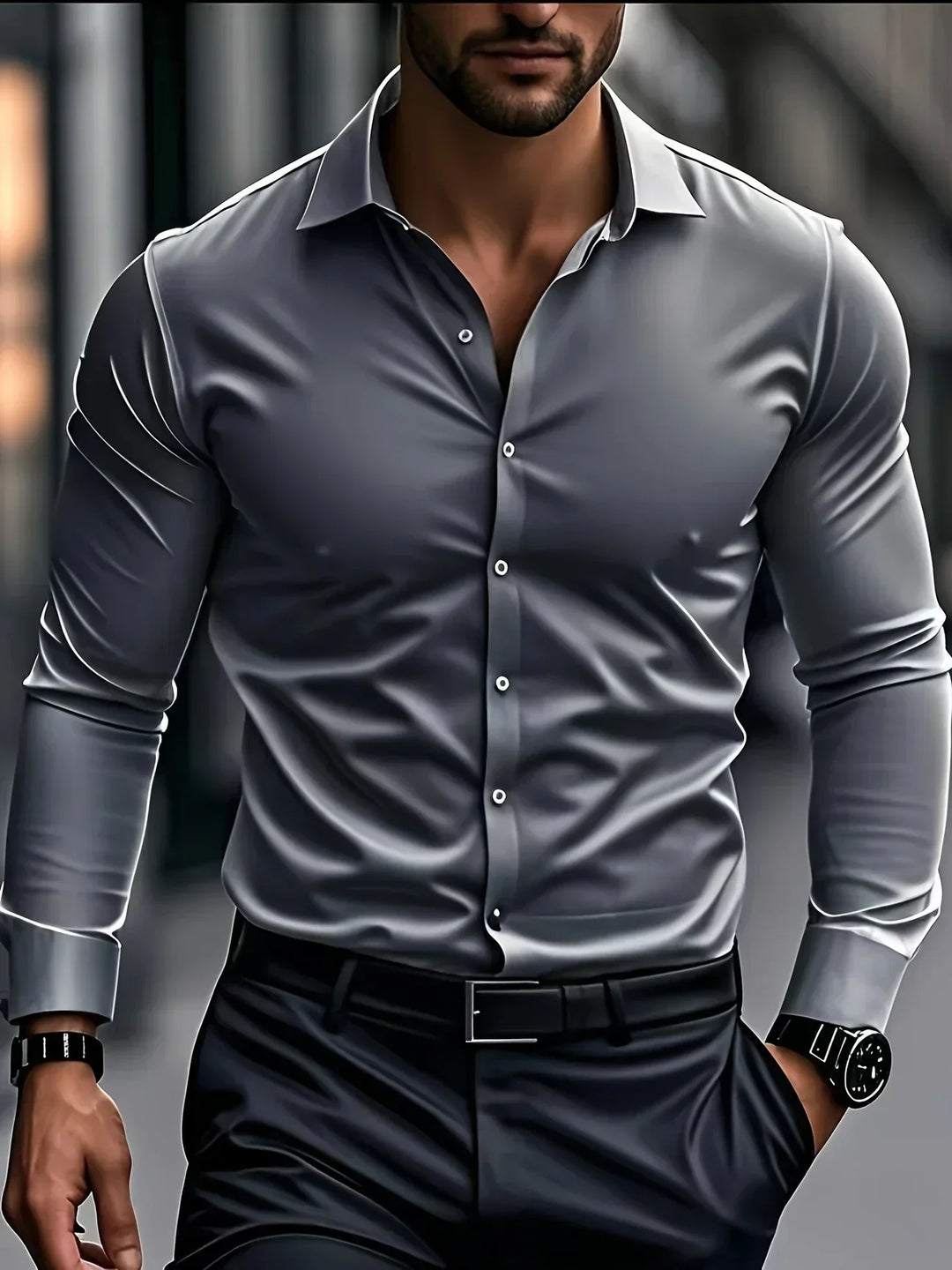 Lenoir™ |  Elegante camisa de manga larga con botones