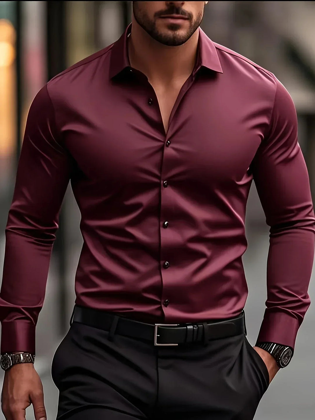 Lenoir™ |  Elegante camisa de manga larga con botones