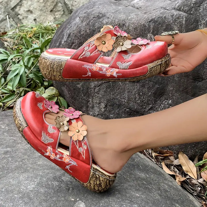 Paloma™ – Sandalias de cuero con estampado floral