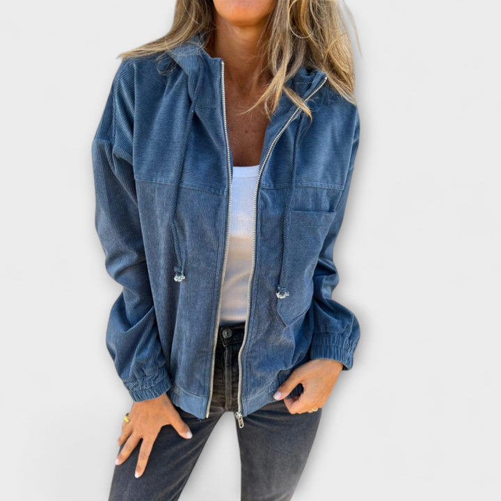 Ella™ - Chaqueta con capucha y cremallera de pana