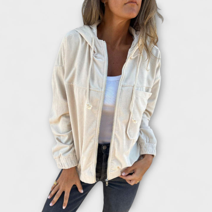 Ella™ - Chaqueta con capucha y cremallera de pana