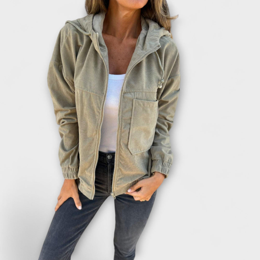 Ella™ - Chaqueta con capucha y cremallera de pana