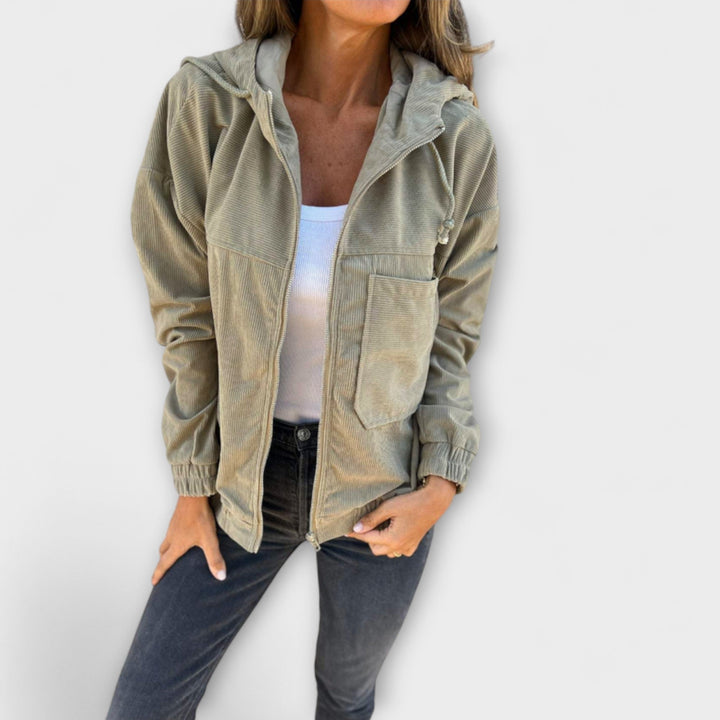 Ella™ - Chaqueta con capucha y cremallera de pana