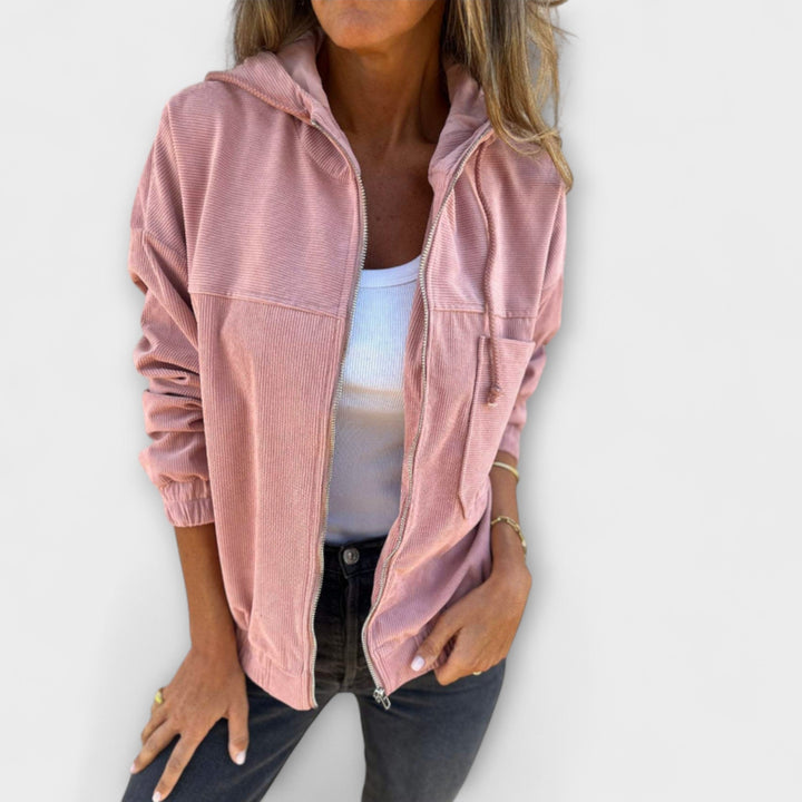 Ella™ - Chaqueta con capucha y cremallera de pana