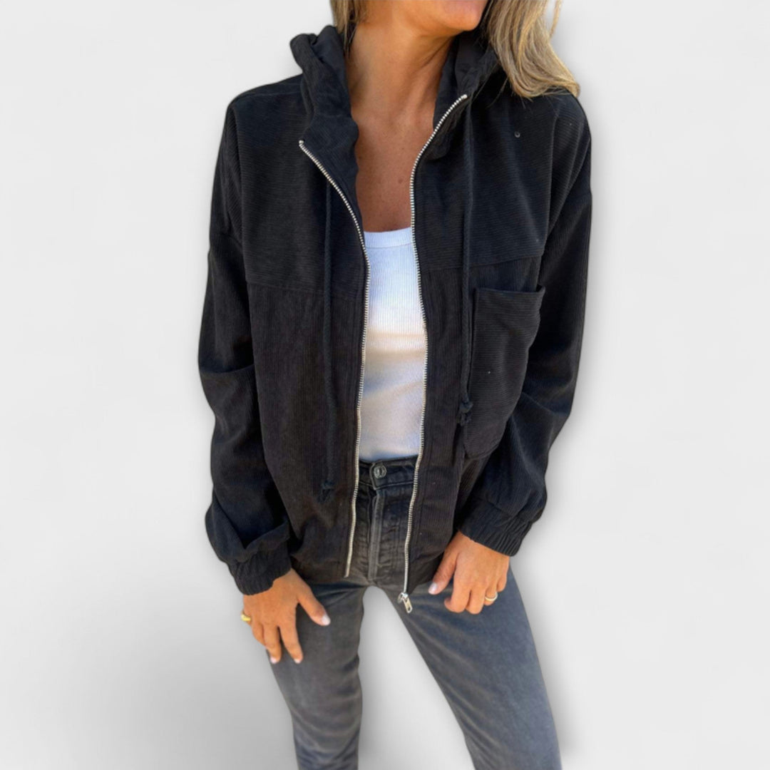 Ella™ - Chaqueta con capucha y cremallera de pana