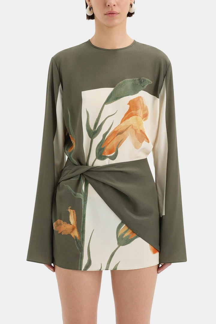 Vestido Núria Floral con Detalle Torcido y Espalda Abierta