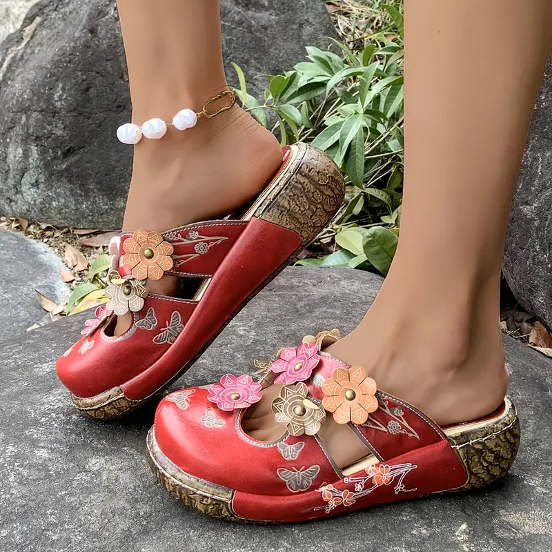 Paloma™ – Sandalias de cuero con estampado floral