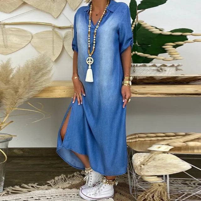 Lea™ - Elegante vestido largo estilo denim