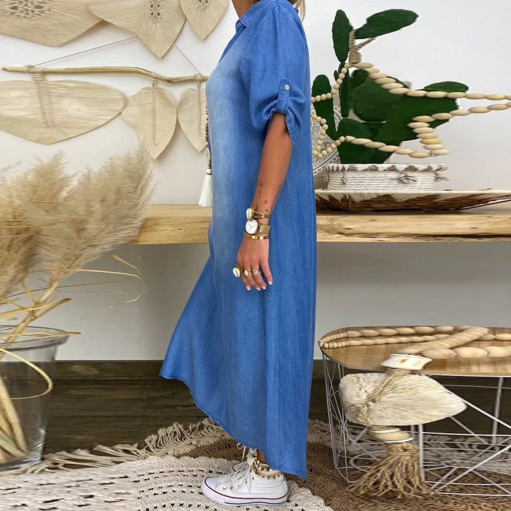 Lea™ - Elegante vestido largo estilo denim