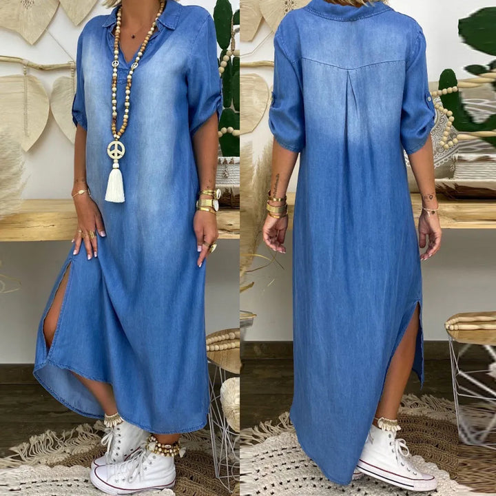 Lea™ - Elegante vestido largo estilo denim