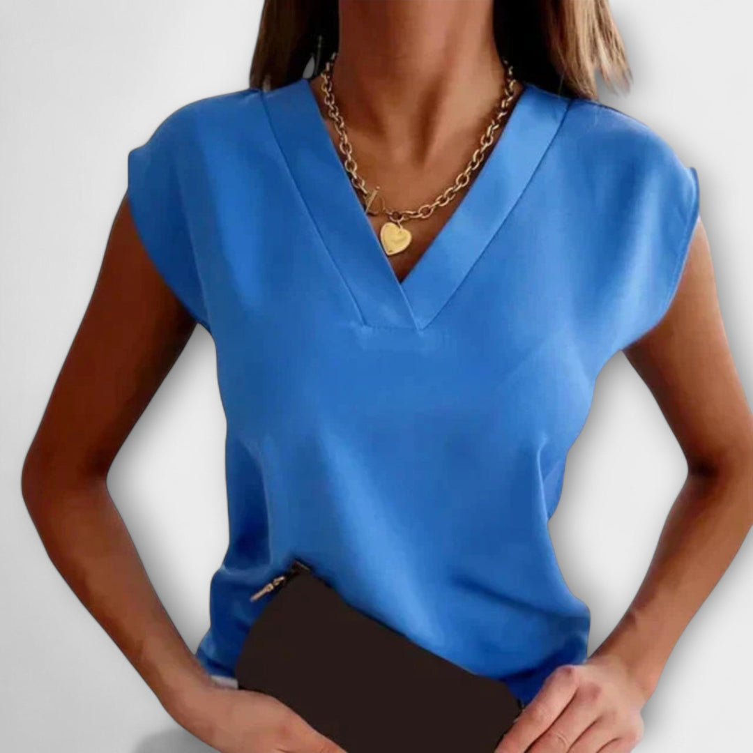 Blusa de verano de escote en V para mujer con mangas sueltas