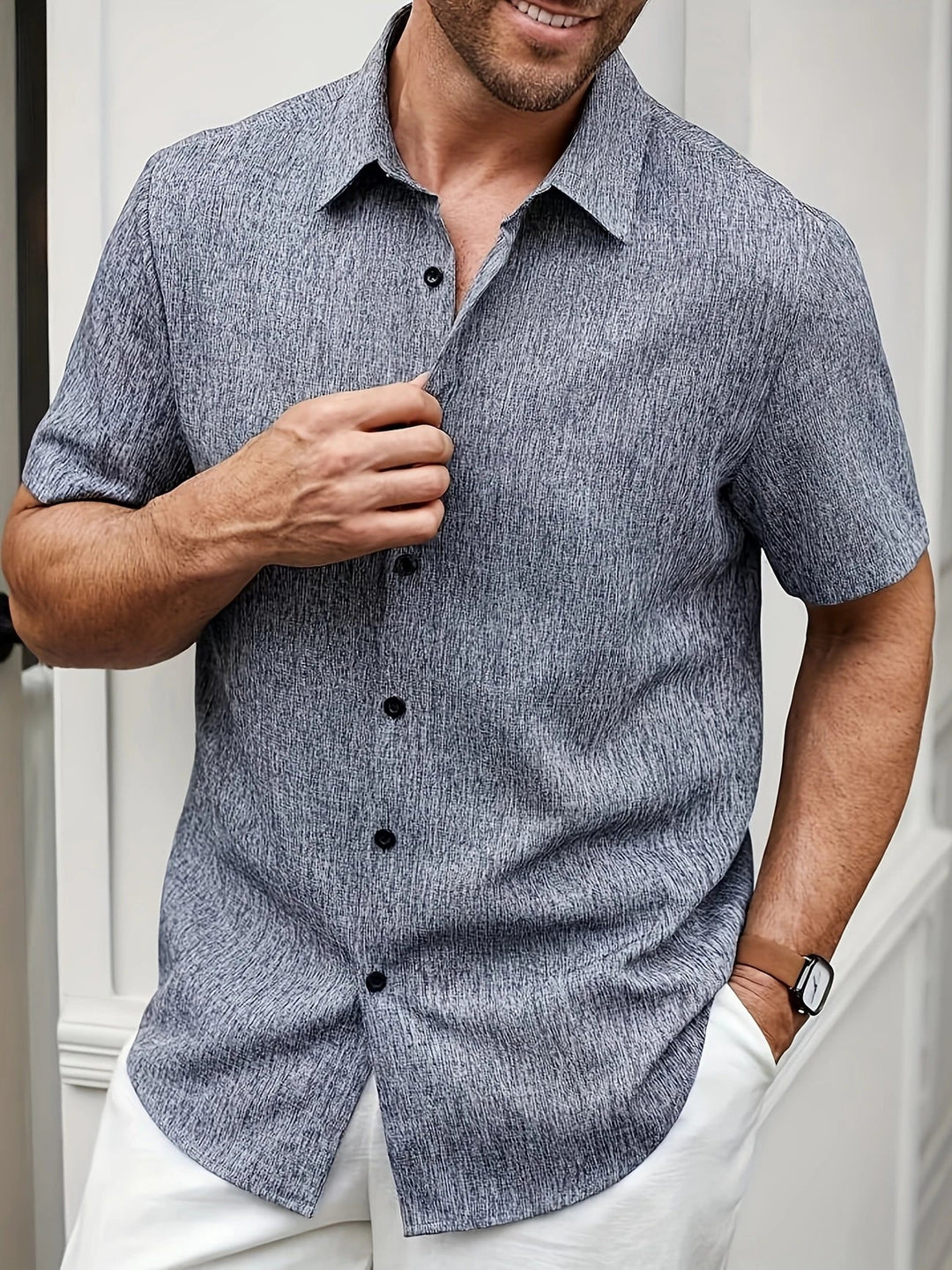 Lenoir™ | Camisa ligera de manga corta en mezcla de lino