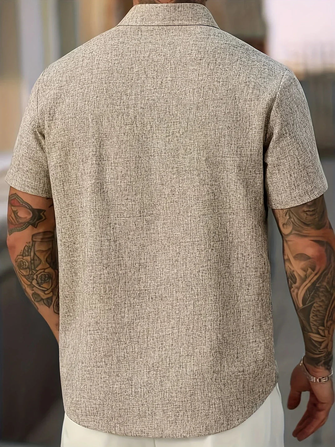 Lenoir™ | Camisa ligera de manga corta en mezcla de lino