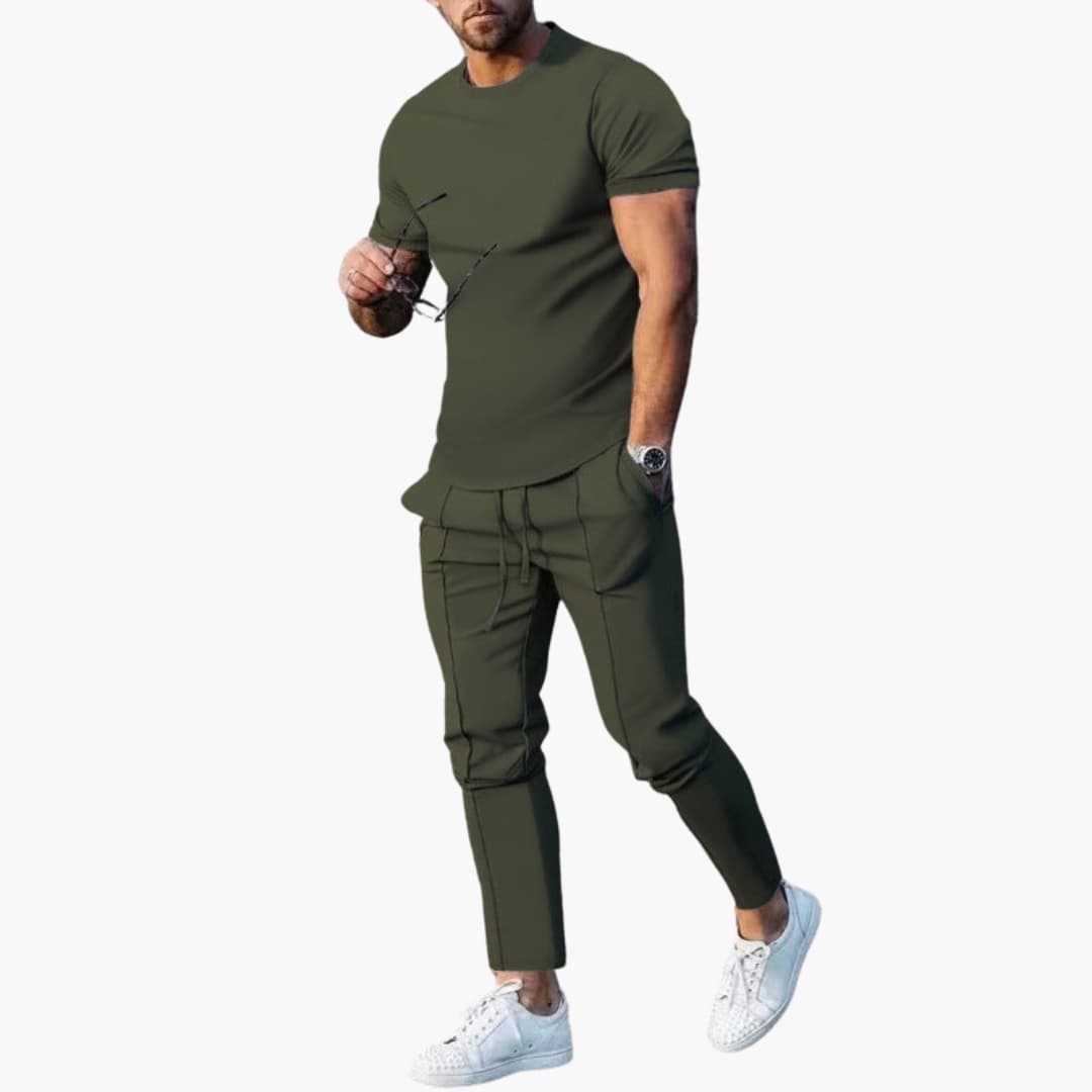 Conjunto deportivo Javier con camiseta y pantalón elástico