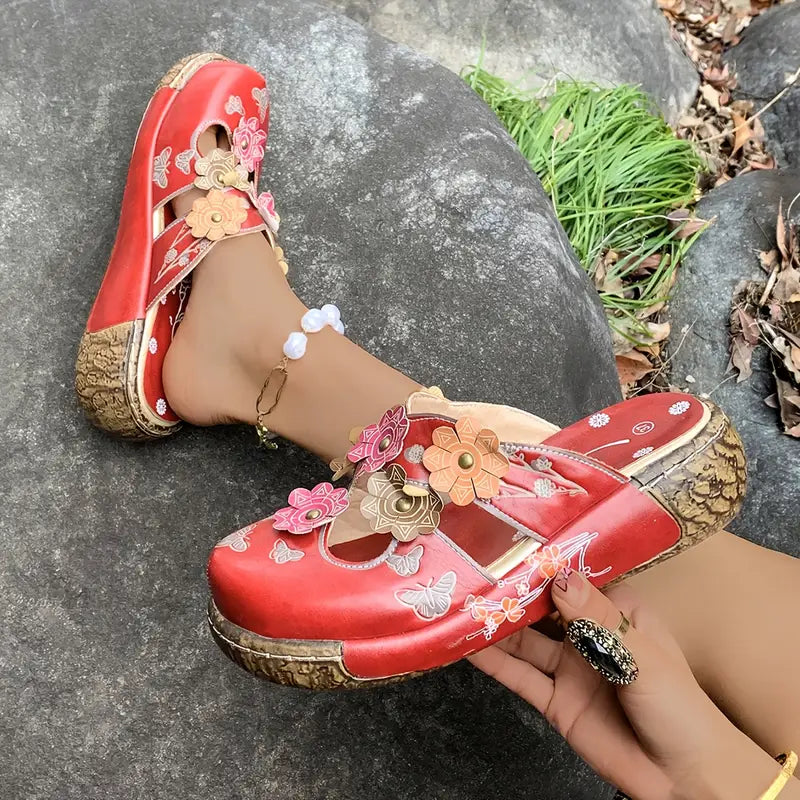 Paloma™ – Sandalias de cuero con estampado floral