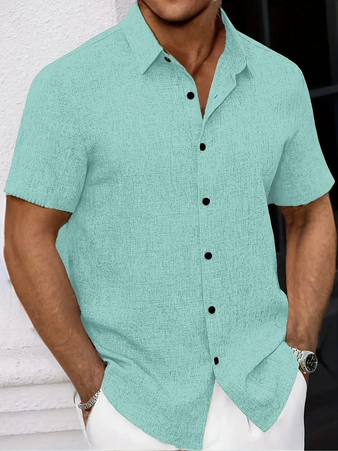 Lenoir™ | Camisa ligera de manga corta en mezcla de lino