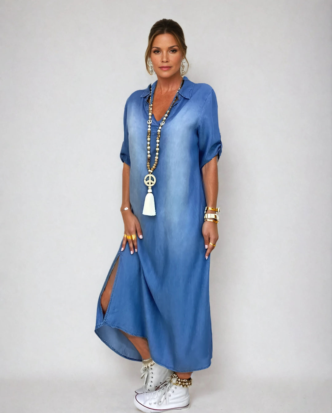 Lea™ - Elegante vestido largo estilo denim