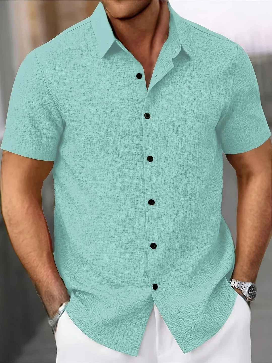 Lenoir™ | Camisa ligera de manga corta en mezcla de lino