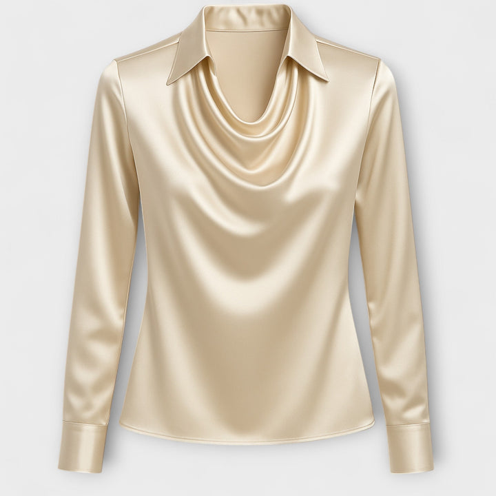 Ariel™ - Blusa brillante con cuello fruncido