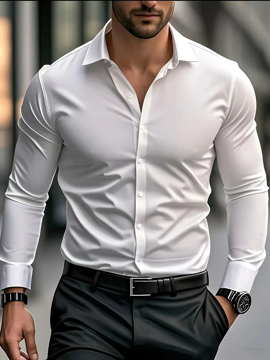 Lenoir™ |  Elegante camisa de manga larga con botones