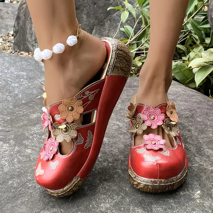 Paloma™ – Sandalias de cuero con estampado floral