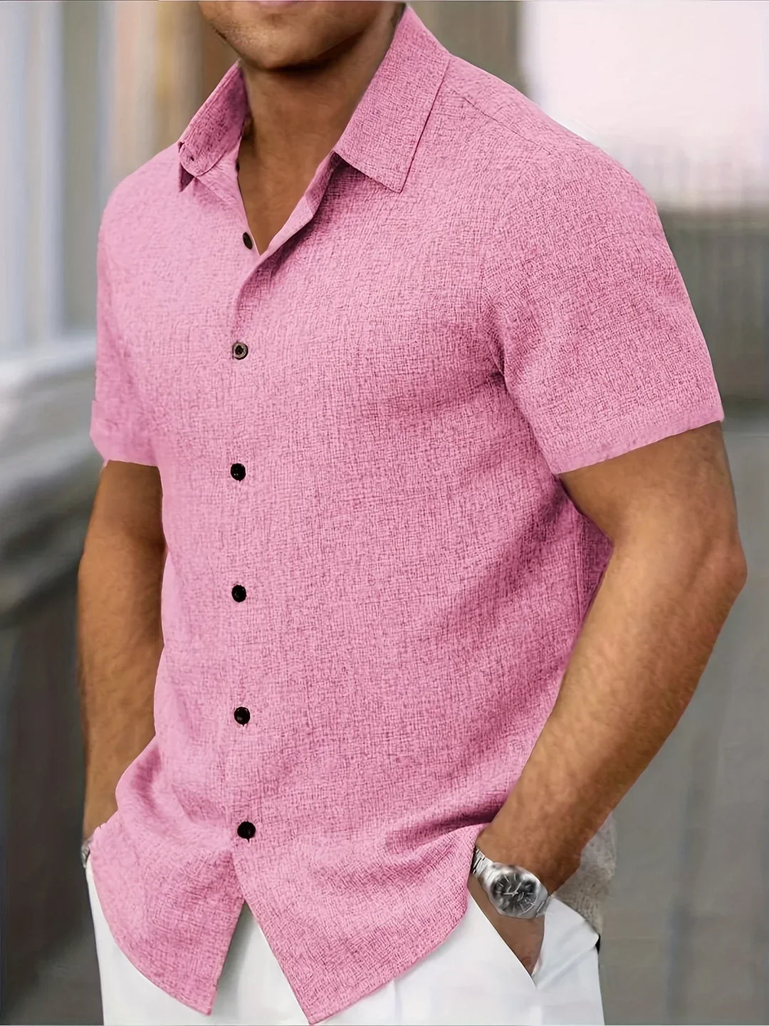 Lenoir™ | Camisa ligera de manga corta en mezcla de lino