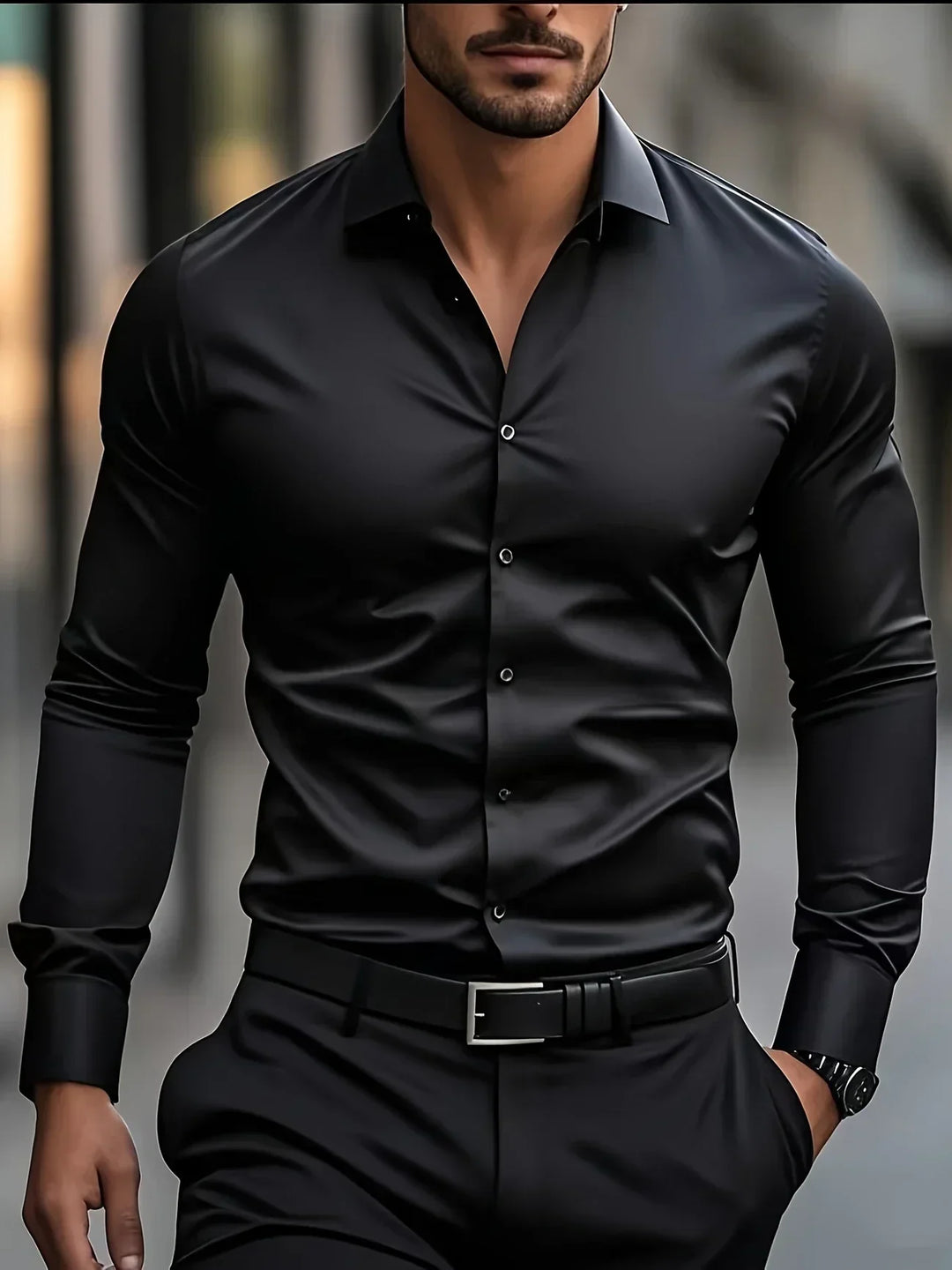 Lenoir™ |  Elegante camisa de manga larga con botones