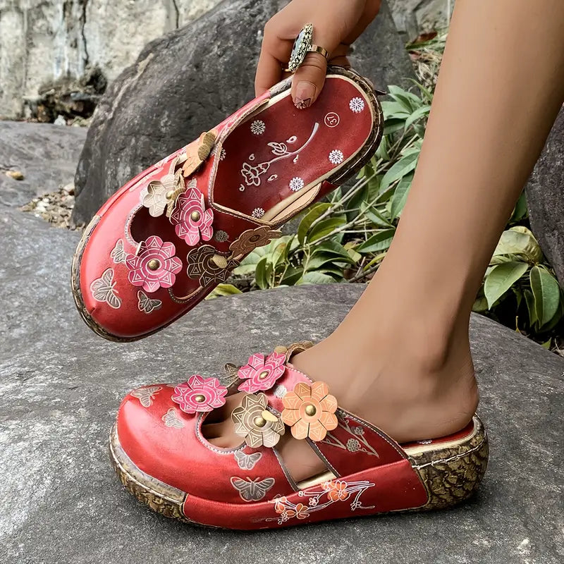 Paloma™ – Sandalias de cuero con estampado floral