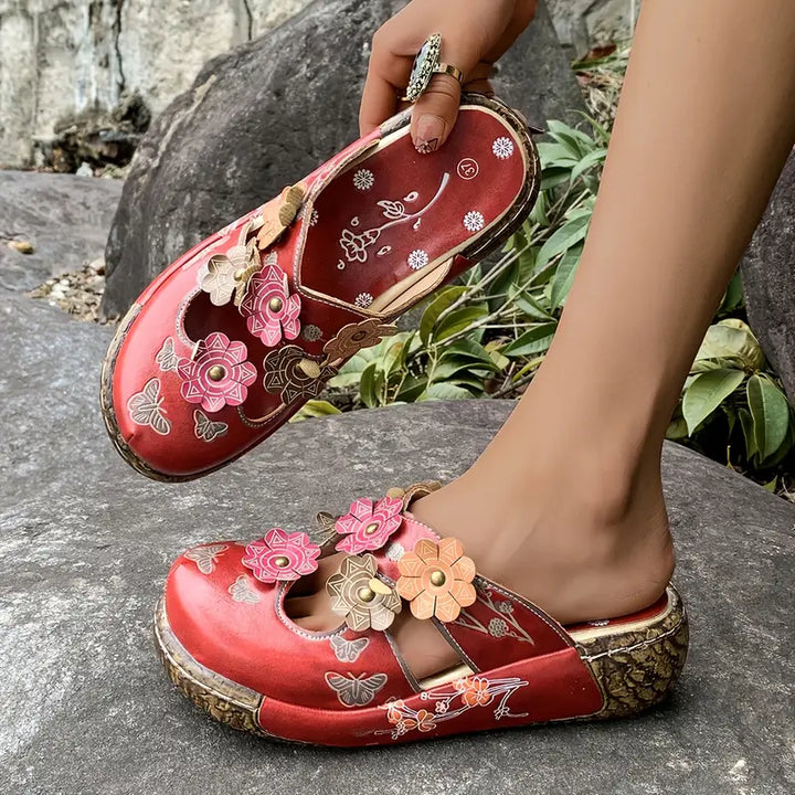 Paloma™ – Sandalias de cuero con estampado floral
