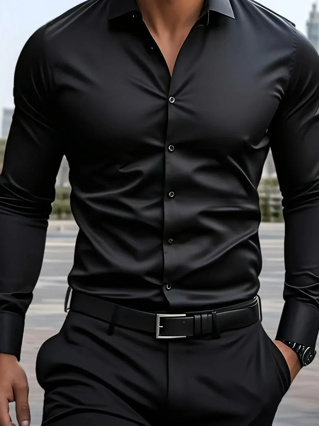 Lenoir™ |  Elegante camisa de manga larga con botones