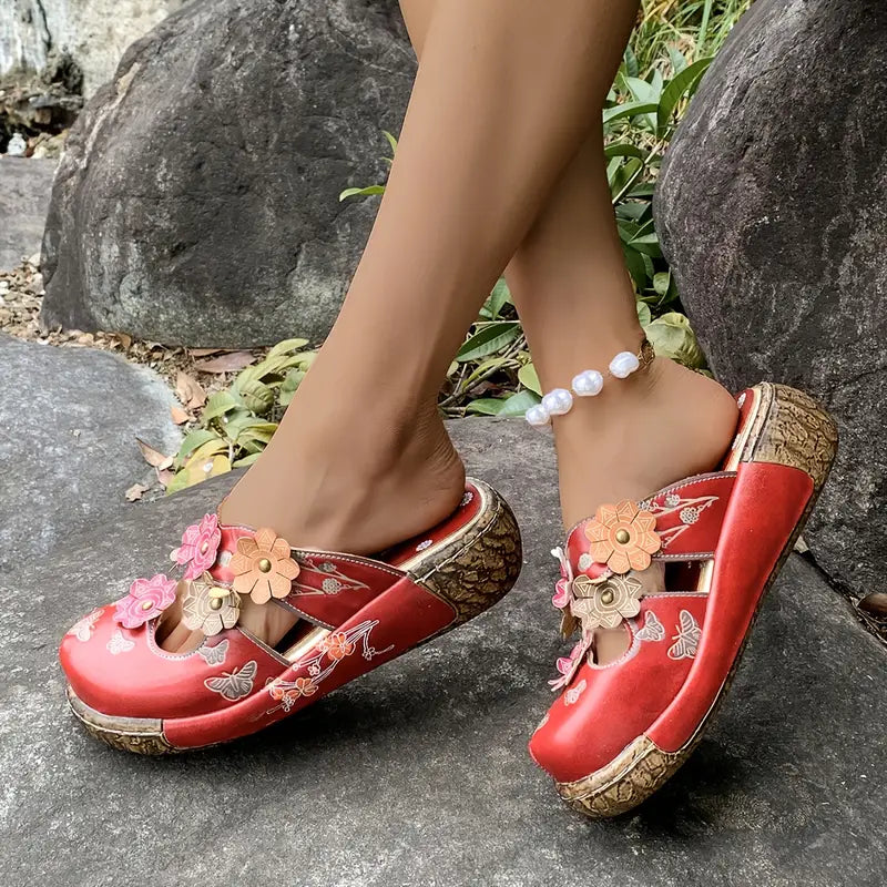 Paloma™ – Sandalias de cuero con estampado floral